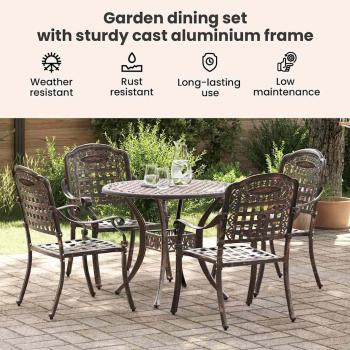 5-teiliges Gartenstuhl- und Tischset aus bronziertem Gussaluminium