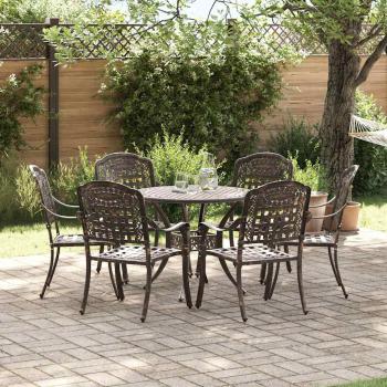 ARDEBO.de - 7-teiliges Garten-Esszimmer-Set aus Bronze und Gusseisen