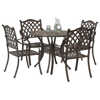 5-teiliges Gartentischset aus Bronze-Gussaluminium