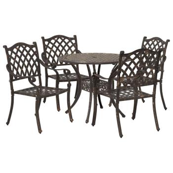 5-teiliges Gartentischset aus Bronze-Gussaluminium