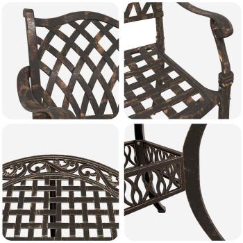 5-teiliges Gartentischset aus Bronze-Gussaluminium