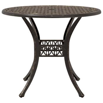 7-teiliges Garten-Esszimmer-Set aus bronzefarbenem Gusseisen