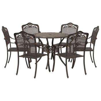 ARDEBO.de - 7-teiliges Garten-EssSet aus Bronze-Gussaluminium