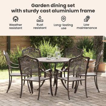 7-teiliges Garten-EssSet aus Bronze-Gussaluminium