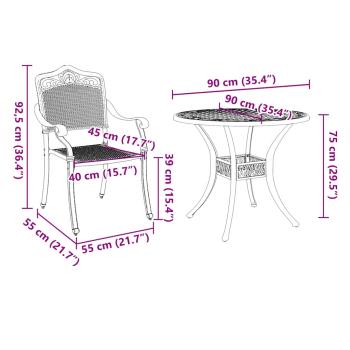 7-teiliges Garten-EssSet aus Bronze-Gussaluminium
