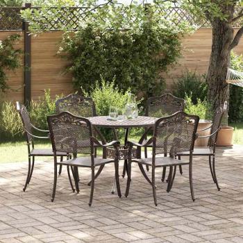 7-teiliges Garten-EssSet aus Bronze-Gussaluminium
