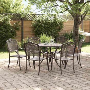 7-teiliges Garten-EssSet aus Bronze-Gussaluminium