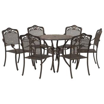 7-teiliges Garten-EssSet aus Bronze-Gussaluminium