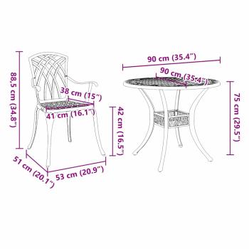 7-teiliges Garten-Esszimmer-Set aus Bronze-Guss-Aluminium