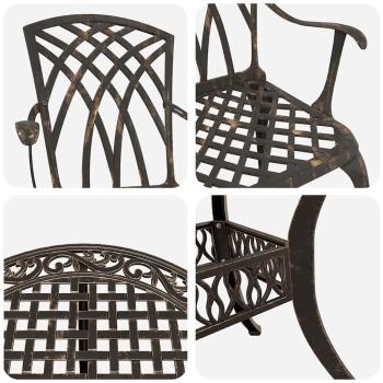 7-teiliges Garten-Esszimmer-Set aus Bronze-Guss-Aluminium