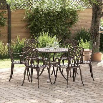 7-teiliges Garten-Esszimmer-Set aus Bronze-Guss-Aluminium