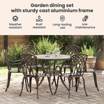 7-teiliges Garten-Esszimmer-Set aus Bronze-Guss-Aluminium
