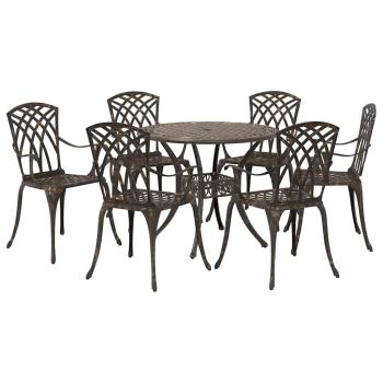 7-teiliges Garten-Esszimmer-Set aus Bronze-Guss-Aluminium