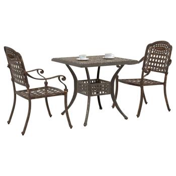 ARDEBO.de - 3-teiliges Garten Bistro Set Bronze Gussaluminium