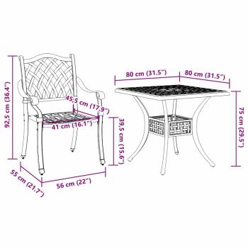 5-teiliges Garten-Esszimmer-Set aus weißem Guss-Aluminium