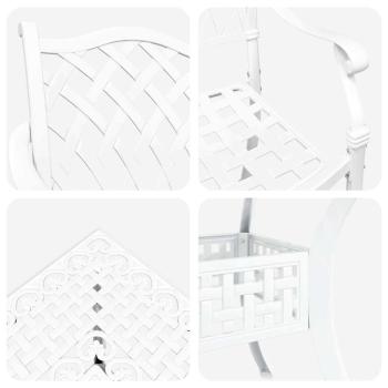 5-teiliges Garten-Esszimmer-Set aus weißem Guss-Aluminium
