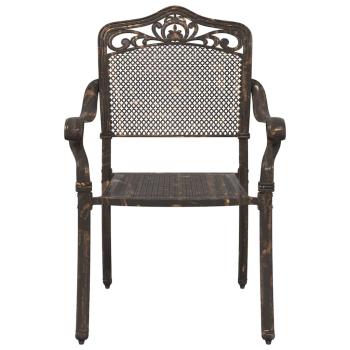 5-teiliges Garten-Esszimmer-Set aus bronzefarbenem Gusseisen