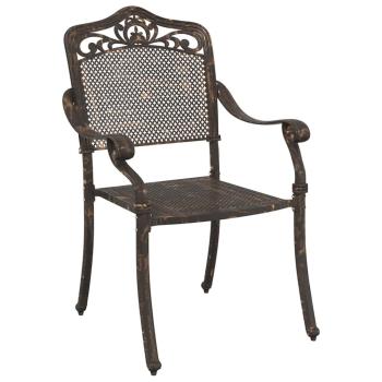 5-teiliges Garten-Esszimmer-Set aus bronzefarbenem Gusseisen