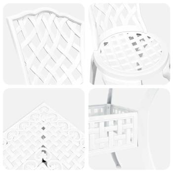 5-teiliges Garten-Esszimmer-Set aus weißem Gusseisen