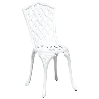 5-teiliges Garten-Esszimmer-Set aus weißem Gusseisen