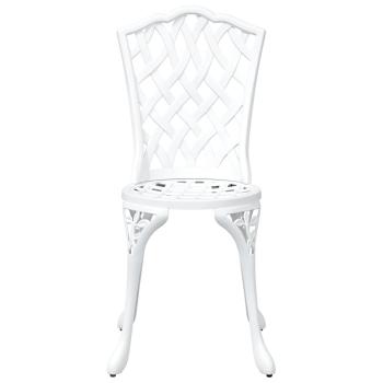 5-teiliges Garten-Esszimmer-Set aus weißem Gusseisen