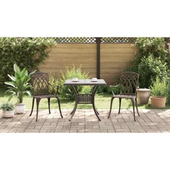 3-teiliges Garten-Bistro-Set aus bronzefarbenem Gussaluminium