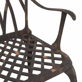 3-teiliges Garten-Bistro-Set aus bronzefarbenem Gussaluminium