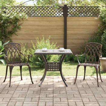 3-teiliges Garten-Bistro-Set aus bronzefarbenem Gussaluminium