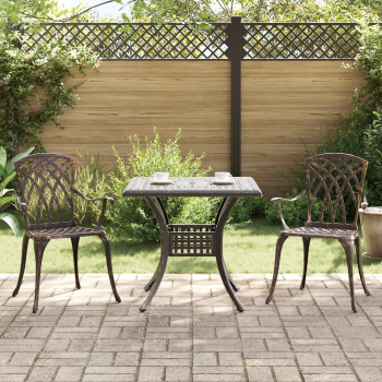 3-teiliges Garten-Bistro-Set aus bronzefarbenem Gussaluminium