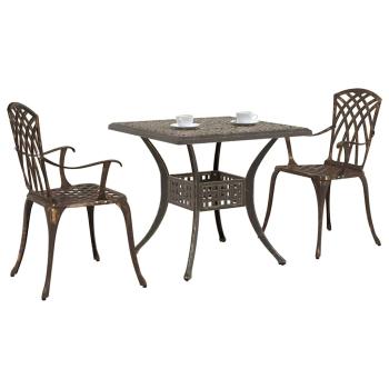 3-teiliges Garten-Bistro-Set aus bronzefarbenem Gussaluminium