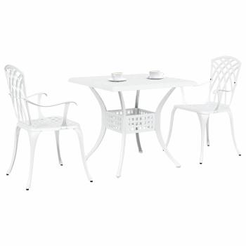3-teiliges Gartenbistro-Set aus weißem Gussaluminium