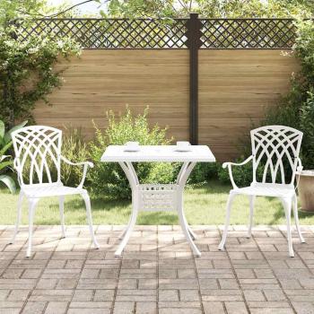 3-teiliges Gartenbistro-Set aus weißem Gussaluminium
