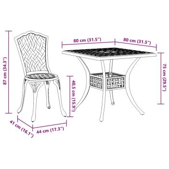 5-teiliges Garten-Esszimmer-Set aus weißem Gusseisen