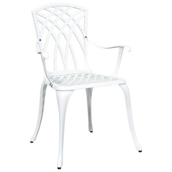 5-teiliges Garten-Esszimmer-Set aus weißem Gusseisen