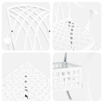 5-teiliges Garten-Esszimmer-Set aus weißem Gusseisen