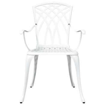 5-teiliges Garten-Esszimmer-Set aus weißem Gusseisen
