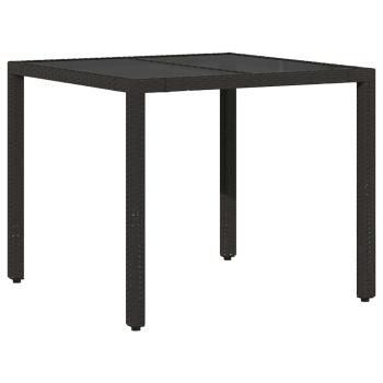 3-teiliges Garten-Esszimmer-Set mit Kissen Schwarz Poly-Rattan