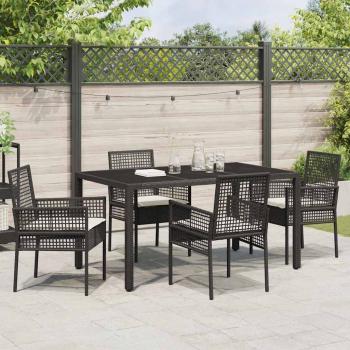 5-teiliges Gartenset mit Kissen Schwarz Poly-Rattan