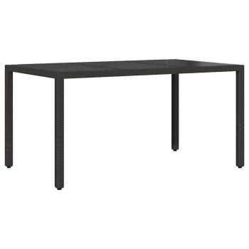 7-teiliges Garten Essset mit Kissen Schwarz Poly Rattan