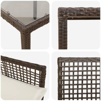 5-teiliges Garten-Esszimmer-Set mit Kissen aus braunem Poly-Rattan