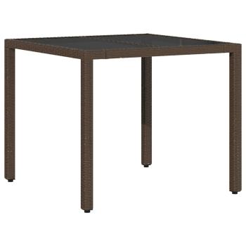 5-teiliges Garten-Esszimmer-Set mit Kissen aus braunem Poly-Rattan
