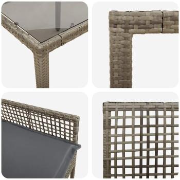 3-teiliges Garten-Dining-Set mit Kissen Grau Poly-Rattan