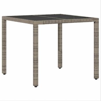 5-teiliges Garten-Esszimmer-Set mit Kissen Grau Poly-Rattan