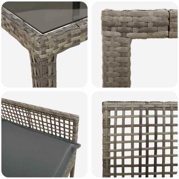 9-teiliges Garten-Diningset mit Kissen Grau Poly Rattan