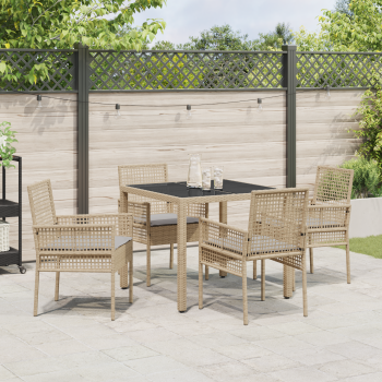 Garten Essgruppe 5 pcs Beige Poly-Rattan