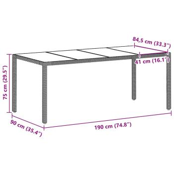 9-teiliges Gartentischset Hellgrau Poly Rattan