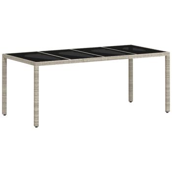 9-teiliges Gartentischset Hellgrau Poly Rattan