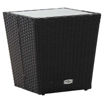 3-teiliges Garten-Bistroset mit Kissen Schwarz Poly Rattan
