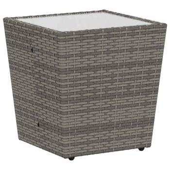 3-teiliges Garten Bistro Set mit Kissen Grau Poly Rattan