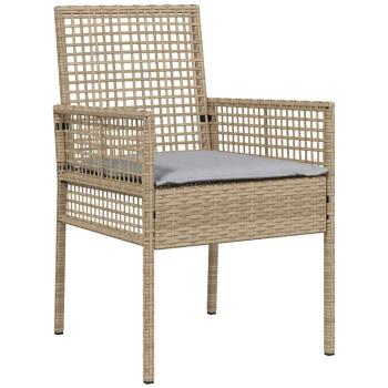 3-teiliges Garten Bistro Set mit Kissen Beige Poly Rattan